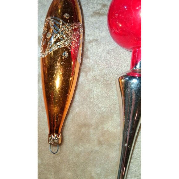 Vintage Christmas Tree Ornament Set Glass Reflective Hand Decorated Holiday Deco - Picture 10 of 11